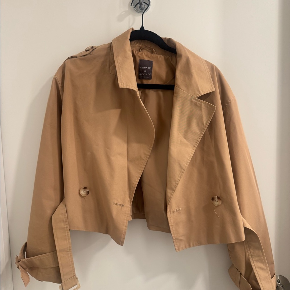 Tan Cropped Trench Coat